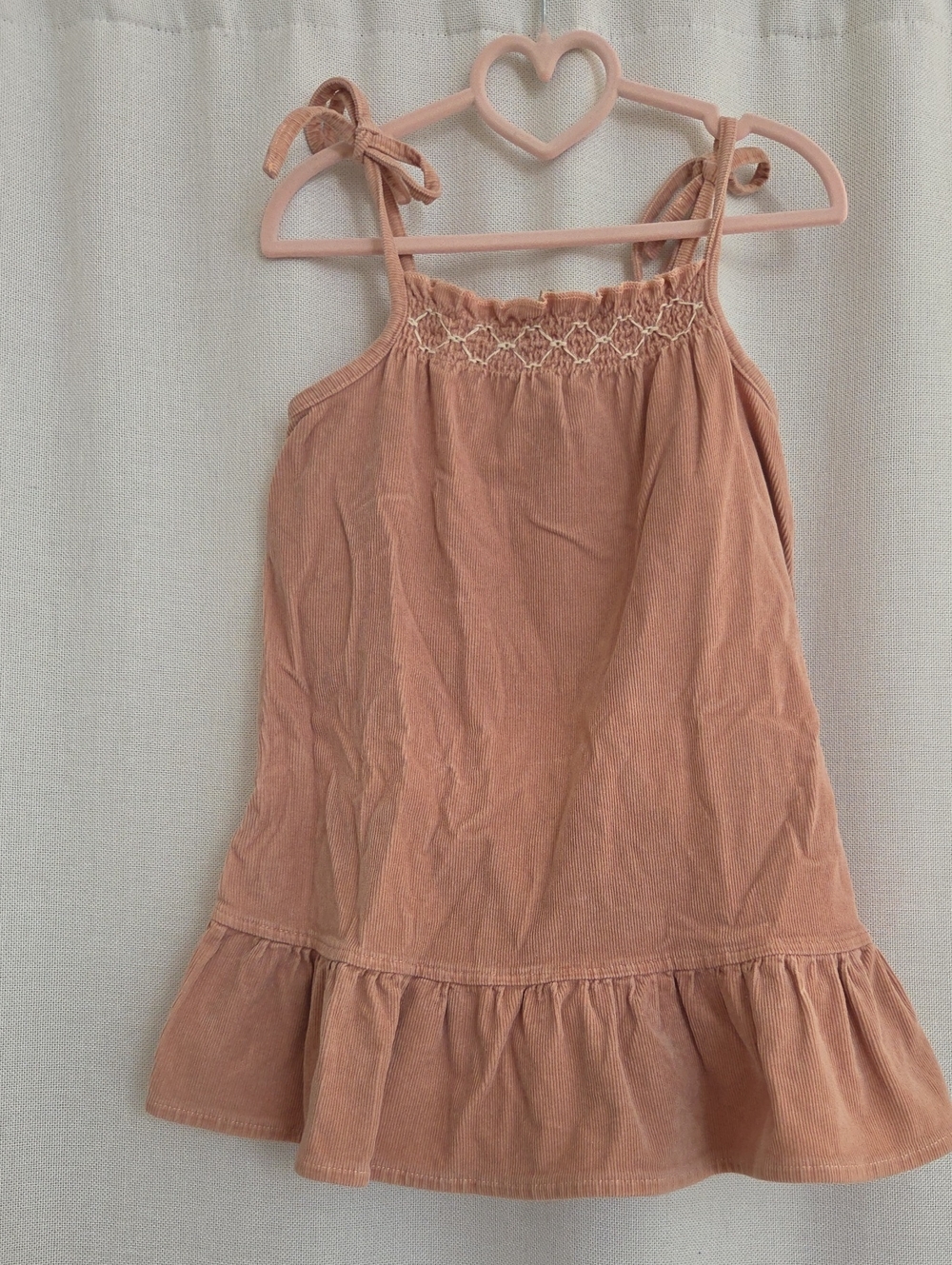 Wild Wawa Maggie Dress Dusty Rose Corduroy Girl's Embroidered Pink 3/4